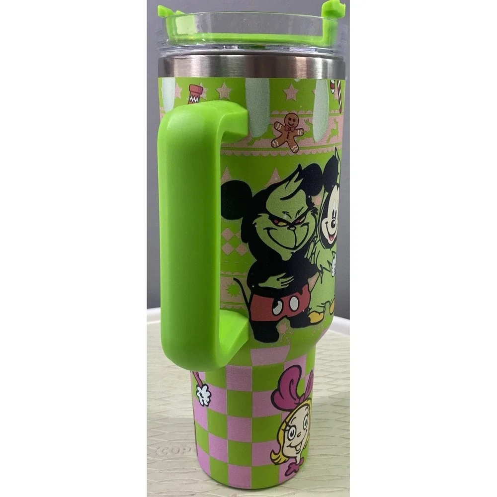 Hobby Lobby Grinch,Mickey,Stitch 40 Oz. Tumbler W/Lid Christmas Holiday NEW